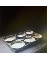 Set 6 teglie Ø18×H3cm, alluminate o ferro blu h 2,5 nel telaio 60x40 cm