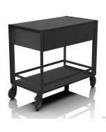 Carrello Servire con cassetto e 4 ruote Nero Opaco 90x50xH 82 cm