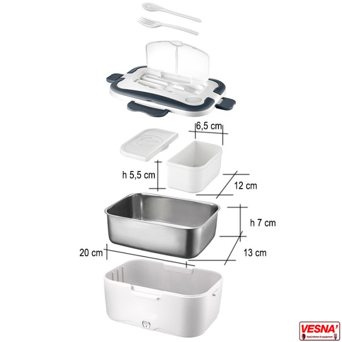 Lunch Box Doppia In Acciaio Inossidabile 1,3 L / 44 Once - Termica Coibentata Con Scomparto, Contenitore Per Zuppe E Frutta, Priva Di BPA, Isolamento Sottovuoto - 4